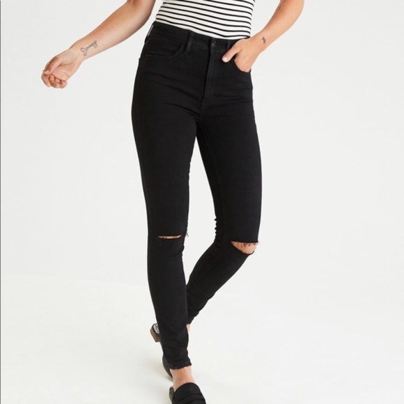 black ripped knee jeggings